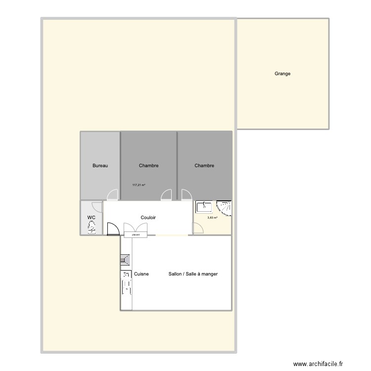 F3 bis. Plan de 9 pièces et 282 m2