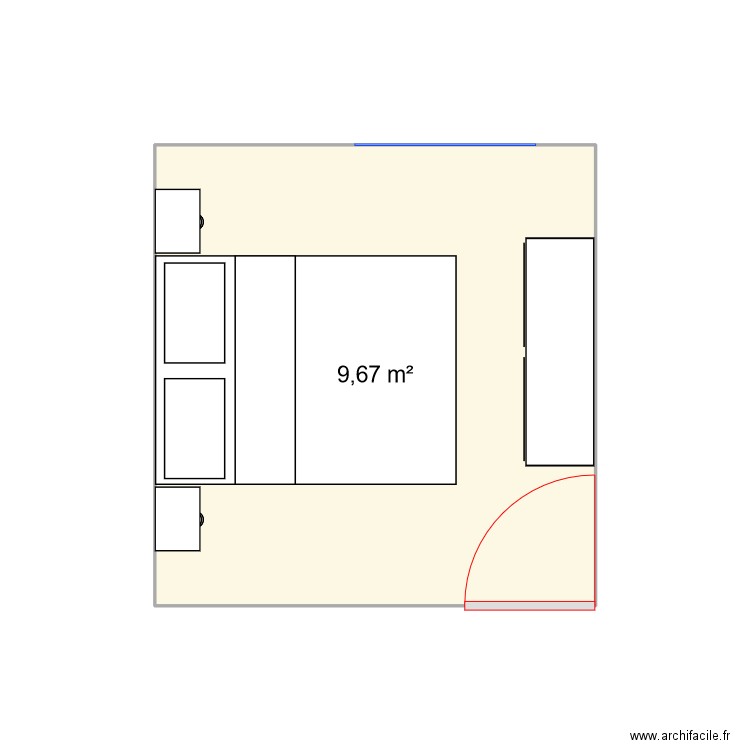 Chambre 2 - Chambre. Plan de 1 pièce et 10 m2