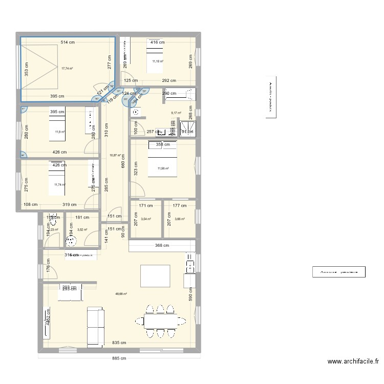 Plan 2. Plan de 12 pièces et 146 m2