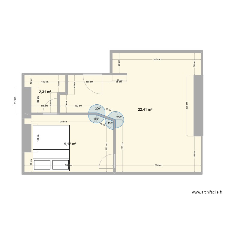 75010 - paradis. Plan de 3 pièces et 34 m2