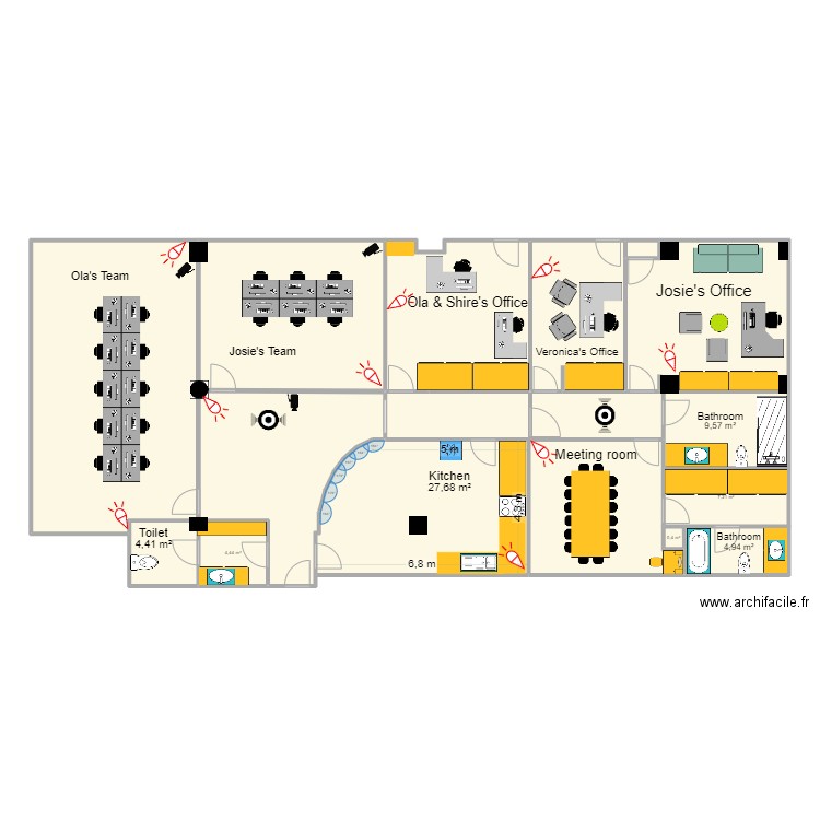 Dimco office building . Plan de 16 pièces et 252 m2