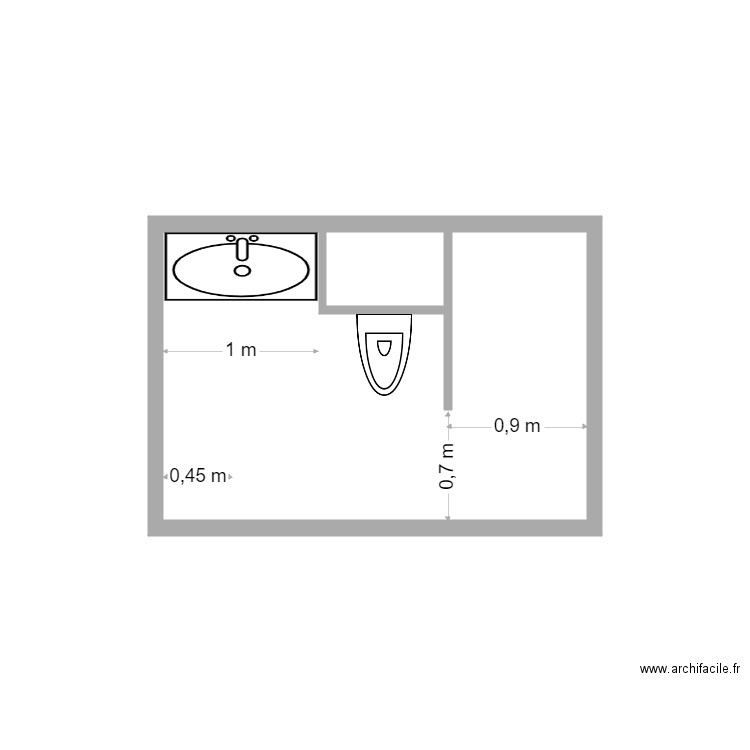 Projet Salle de bain. Plan de 2 pièces et 5 m2