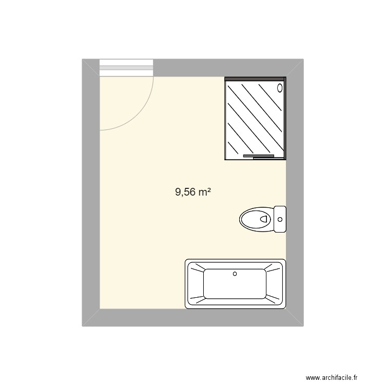 S de bain. Plan de 1 pièce et 10 m2