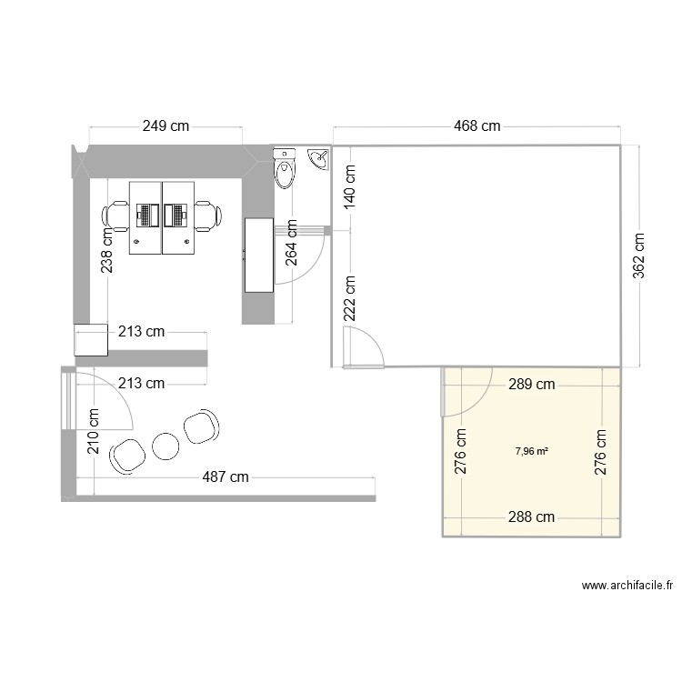 OP1 KOSMOS. Plan de 1 pièce et 8 m2