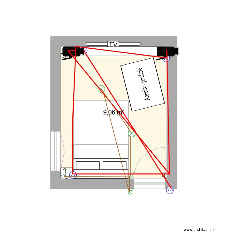 chambre kil bonneville. Plan de 1 pièce et 9 m2