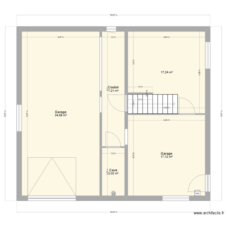 Marcelle RDC. Plan de 5 pièces et 79 m2