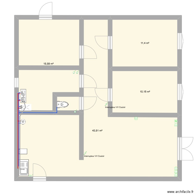 plant eaux . Plan de 4 pièces et 84 m2