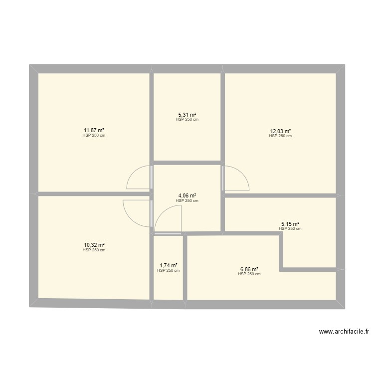 COSTA V1 ETAGE. Plan de 8 pièces et 57 m2