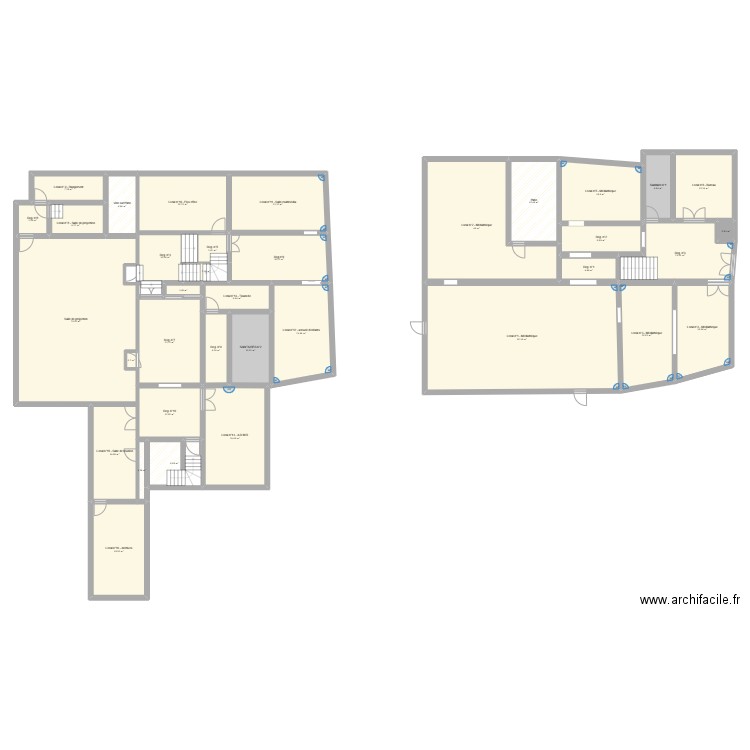 Médiathèque. Plan de 36 pièces et 593 m2