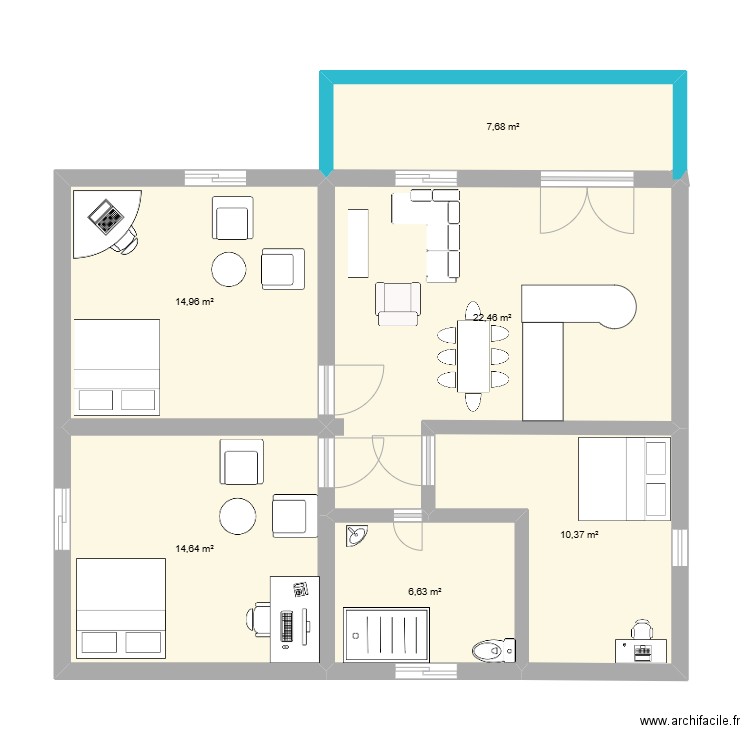 besopaka. Plan de 6 pièces et 77 m2