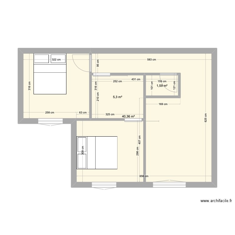 Projet locatif. Plan de 3 pièces et 47 m2