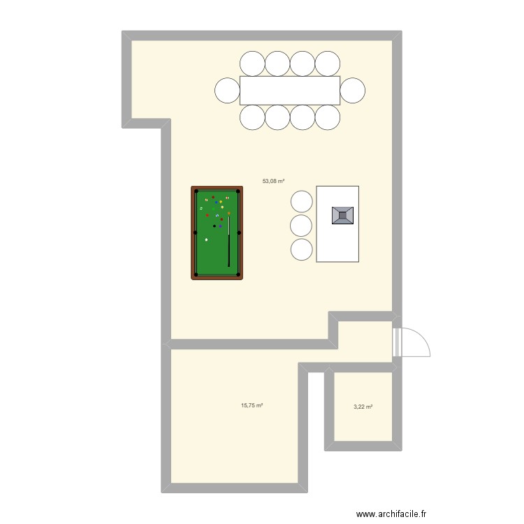 plan. Plan de 3 pièces et 72 m2