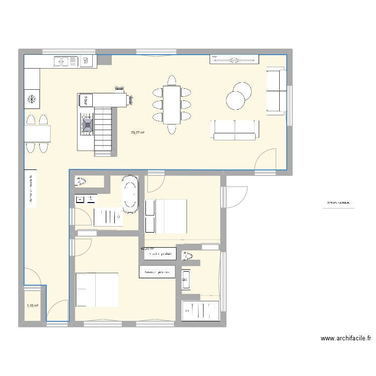 dernier rdc 27. Plan de 3 pièces et 123 m2