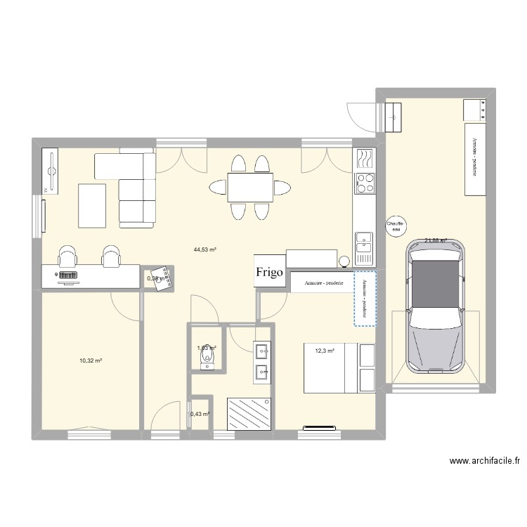 maison 4. Plan de 7 pièces et 91 m2