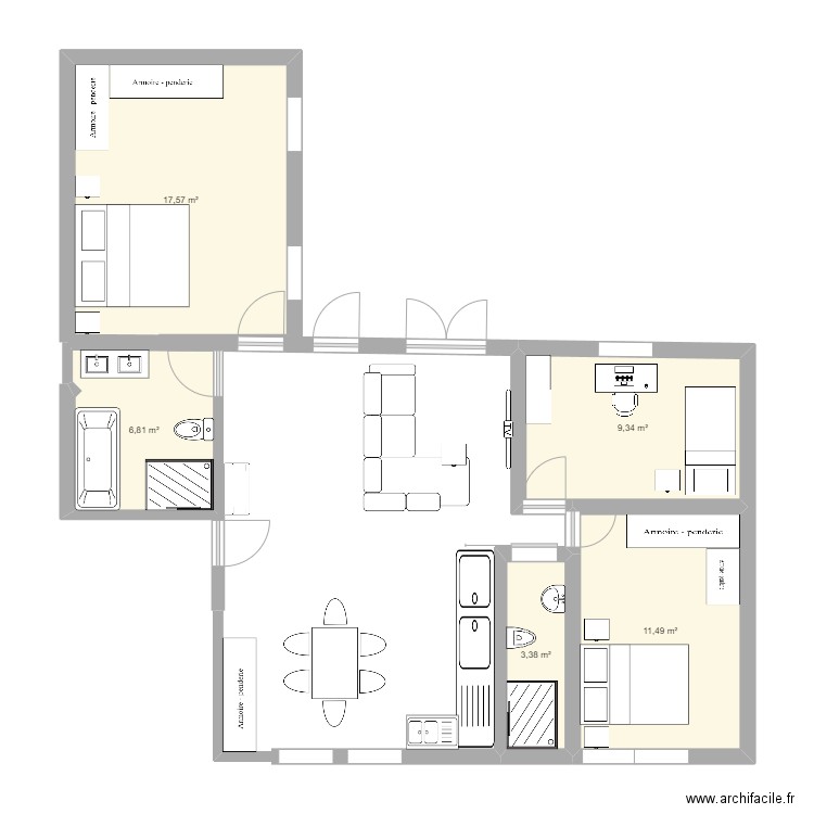 Maison RENOVATION PLAN A. Plan de 5 pièces et 49 m2