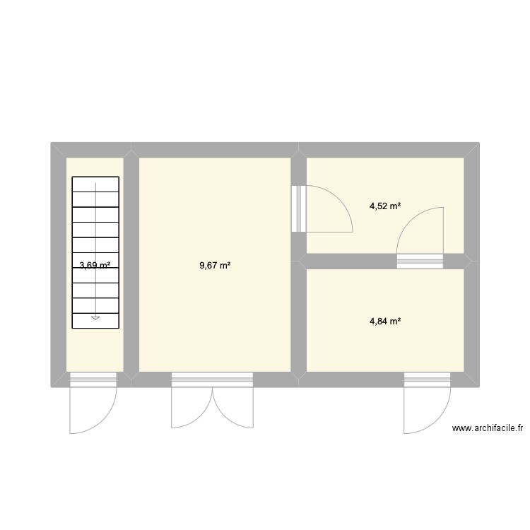 ALLEVES. Plan de 4 pièces et 23 m2