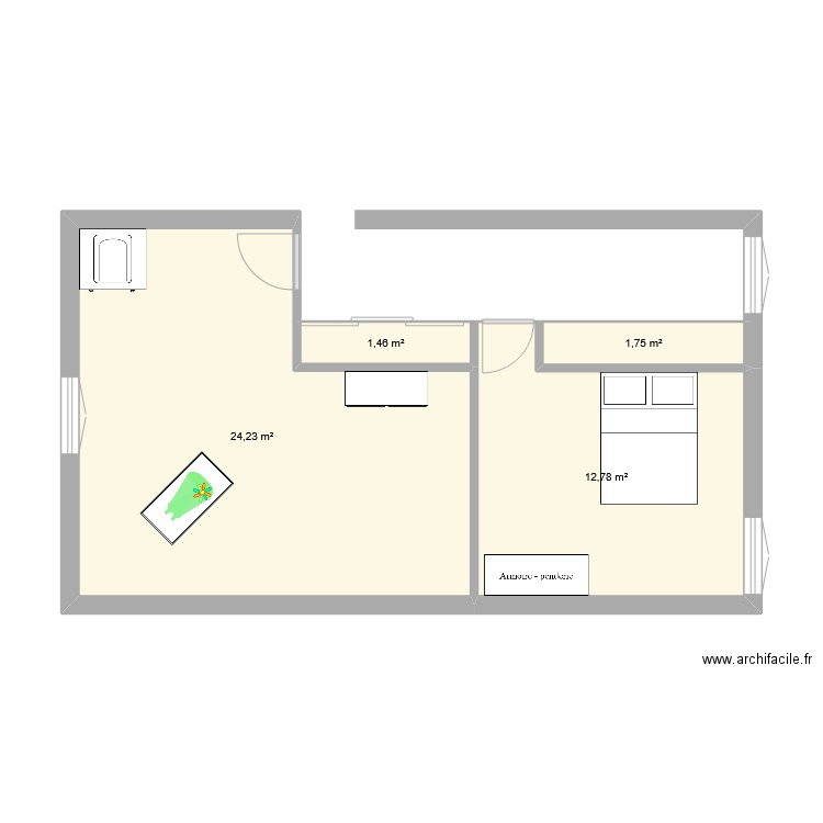 chambre enfant. Plan de 4 pièces et 40 m2