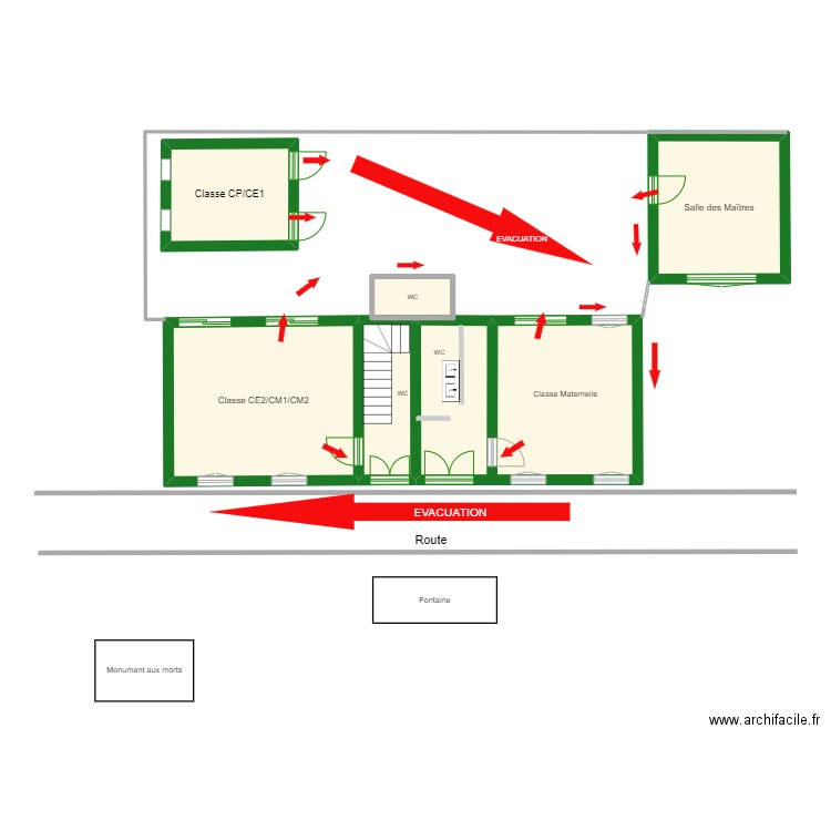 Plan ecole. Plan de 6 pièces et 79 m2