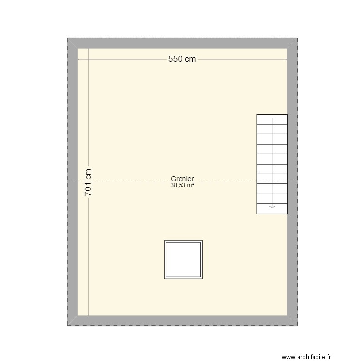 grenier. Plan de 1 pièce et 39 m2