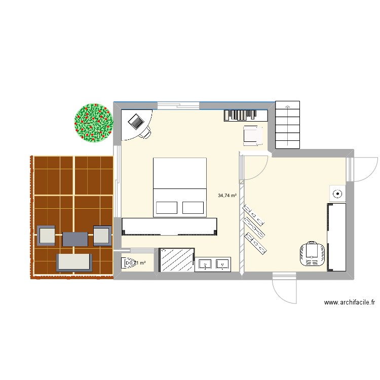 Garage 2. Plan de 2 pièces et 35 m2