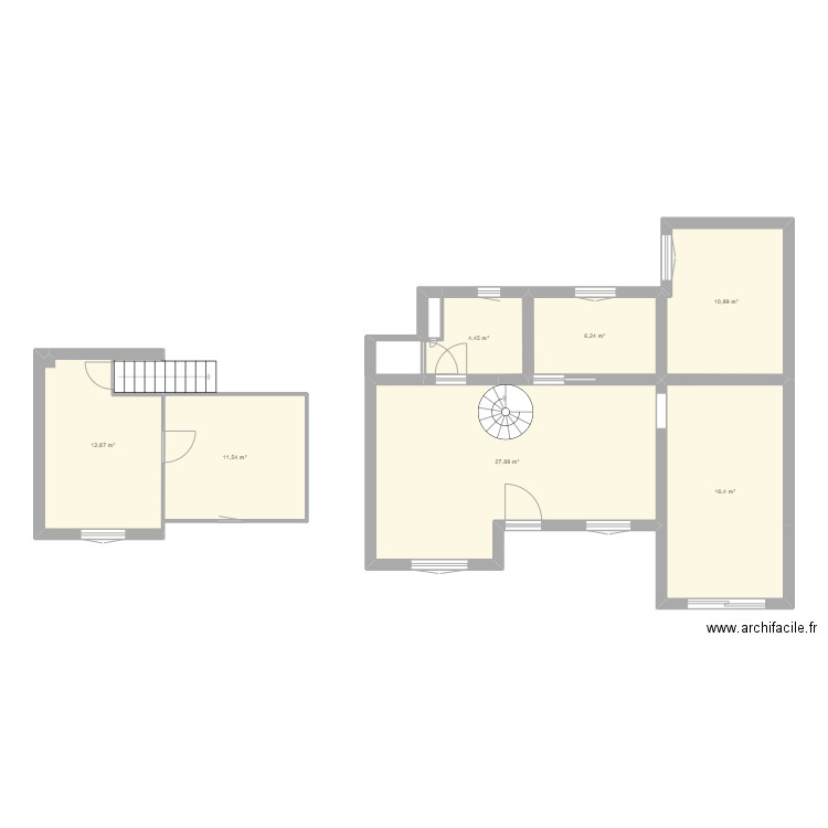 Maison 1. Plan de 7 pièces et 90 m2