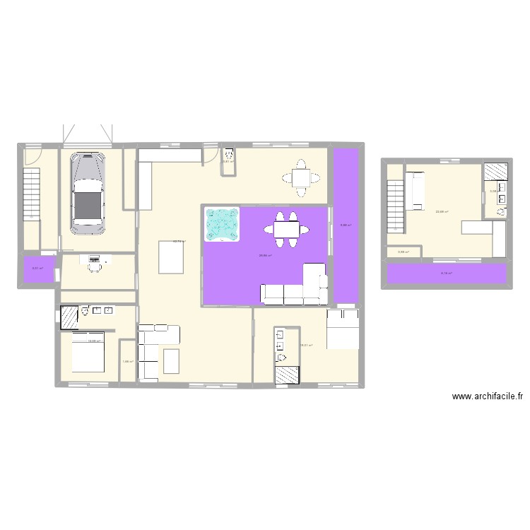 Maison simplifiée. Plan de 12 pièces et 188 m2