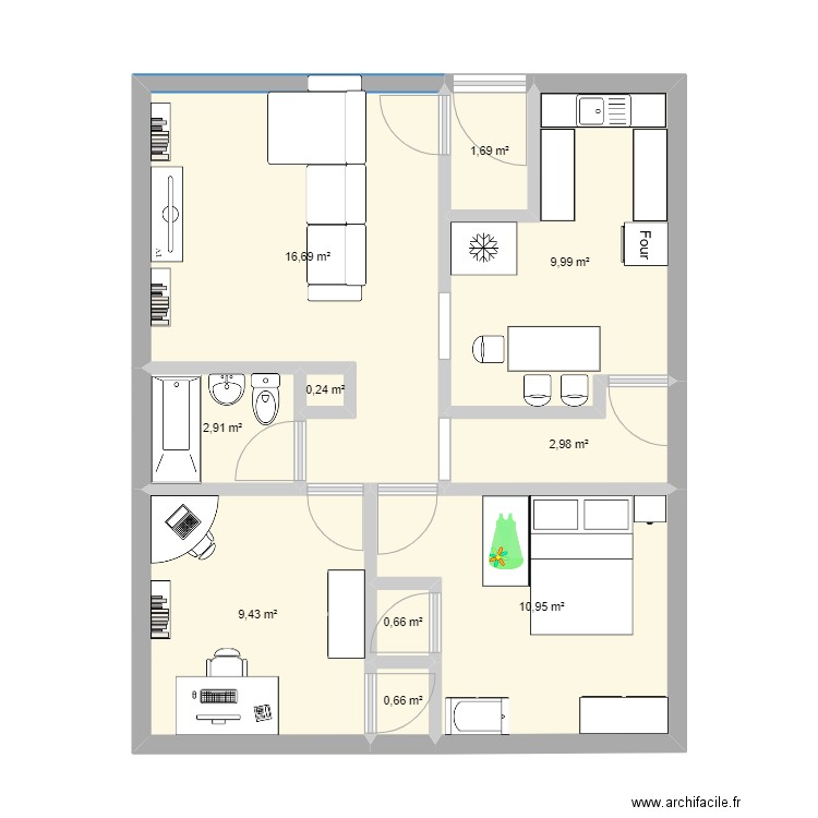 maison. Plan de 10 pièces et 56 m2