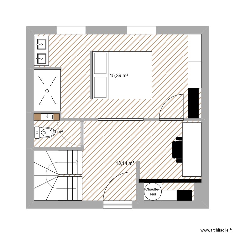 1er. Plan de 3 pièces et 30 m2