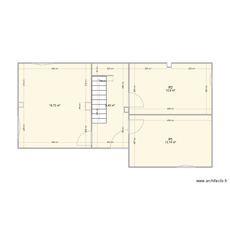 premier etage1. Plan de 7 pièces et 54 m2