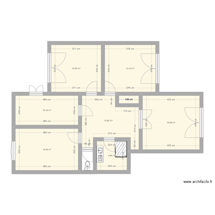 6et. Plan de 8 pièces et 86 m2