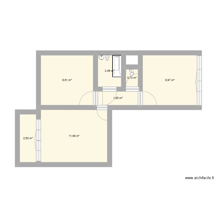 T2 longchamps. Plan de 7 pièces et 37 m2