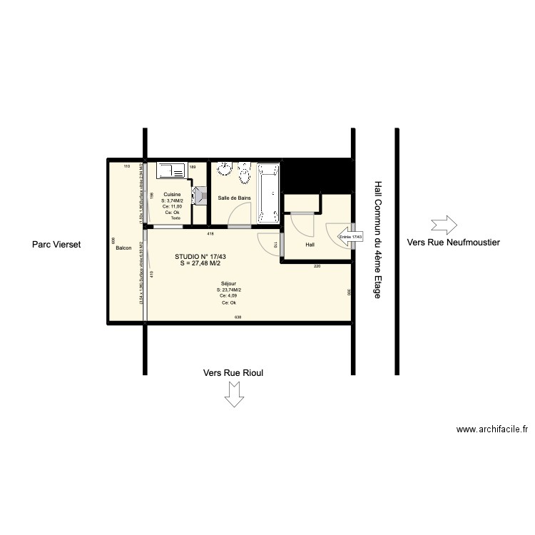 lejeune. Plan de 7 pièces et 36 m2