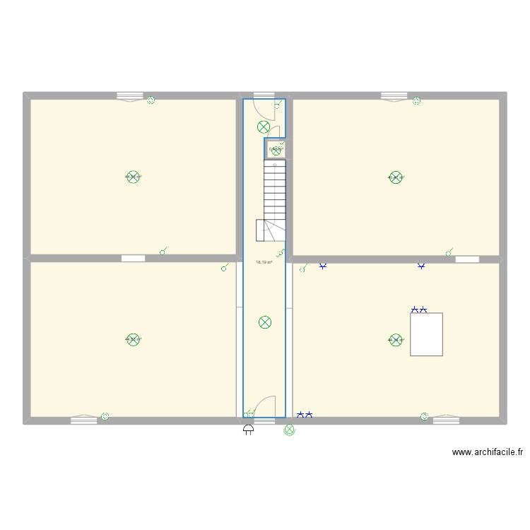 1er etage. Plan de 6 pièces et 199 m2