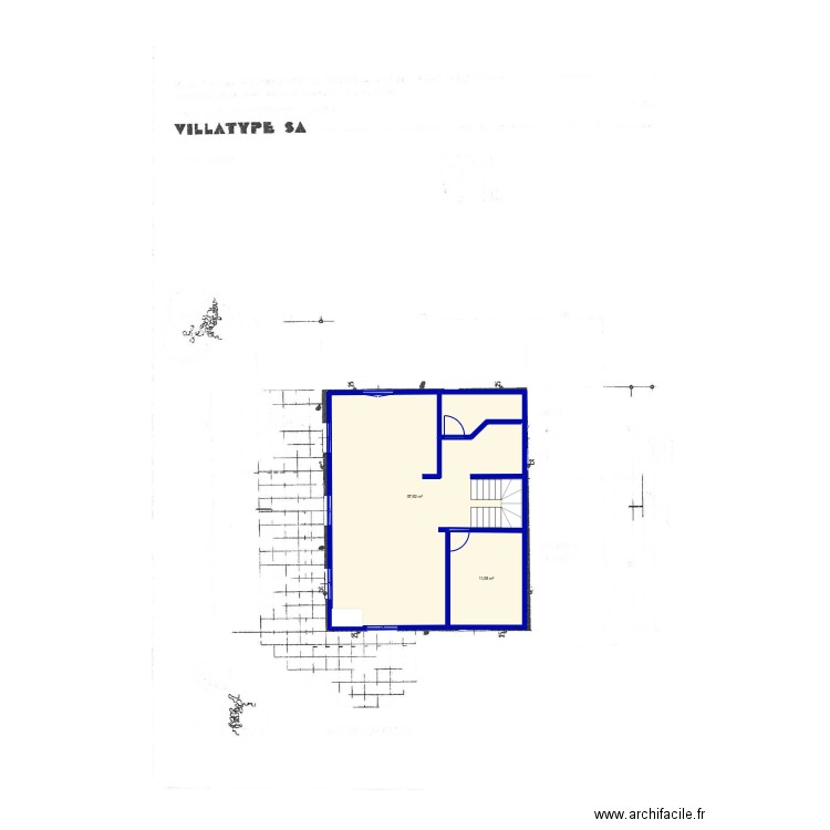 Cugy test. Plan de 2 pièces et 69 m2