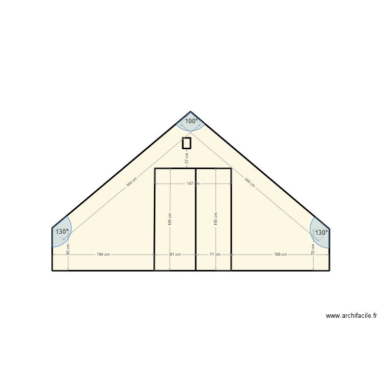 Meuble chambre du fonds. Plan de 4 pièces et 10 m2