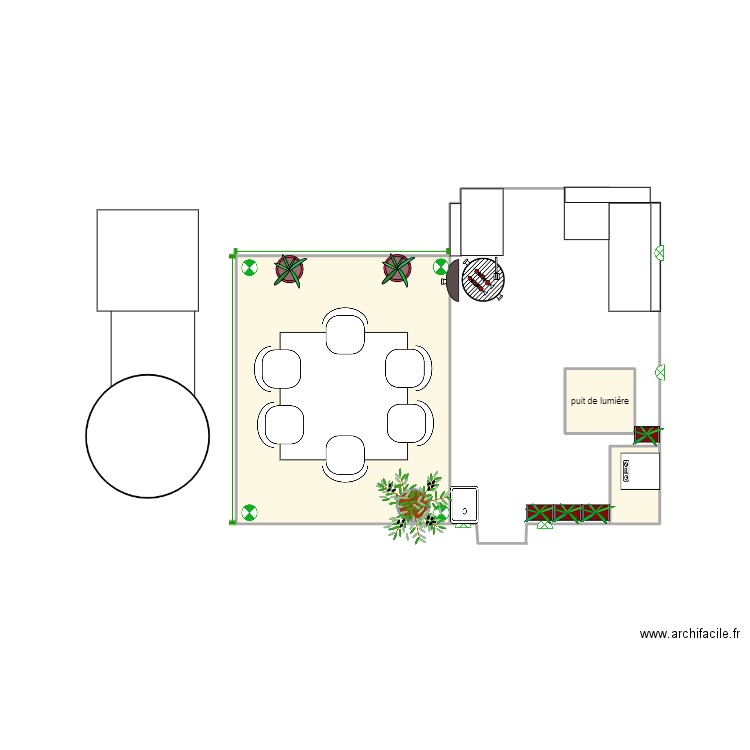 Terrasse n°1. Plan de 3 pièces et 9 m2