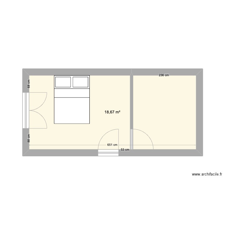 CHAMBRE ENZO. Plan de 1 pièce et 19 m2