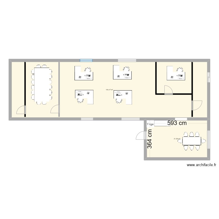 PLAN BUREAU. Plan de 2 pièces et 126 m2