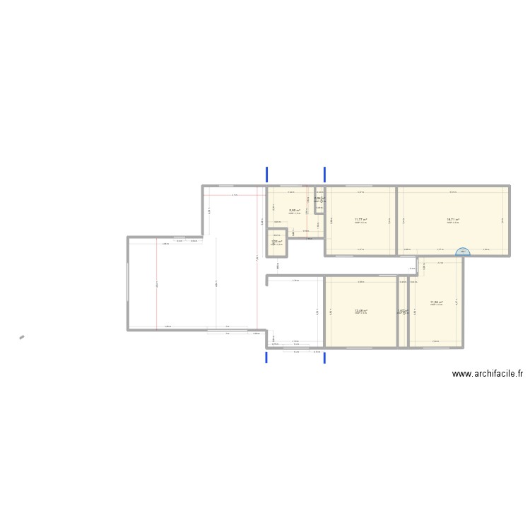 Matrice de Base. Plan de 8 pièces et 64 m2