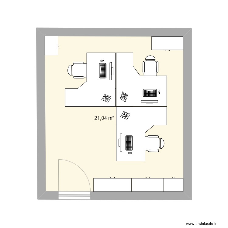 Projet bureau. Plan de 1 pièce et 21 m2