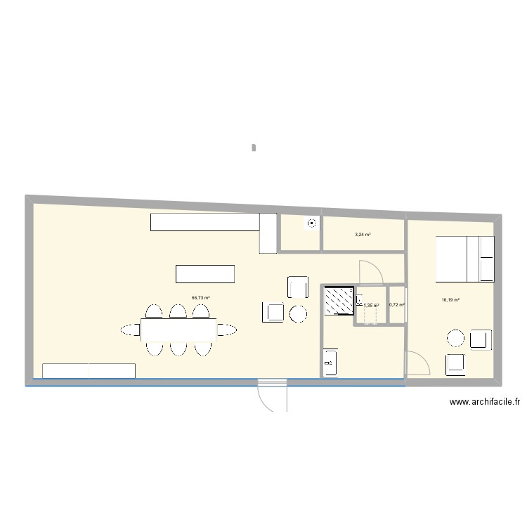 Gîte Olivier. Plan de 5 pièces et 88 m2