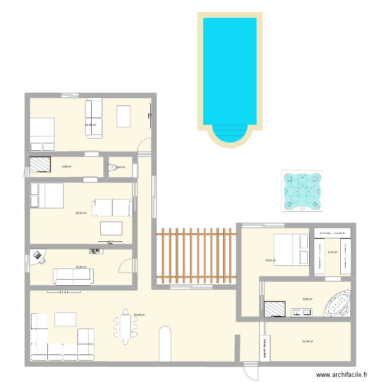 Maison. Plan de 10 pièces et 155 m2