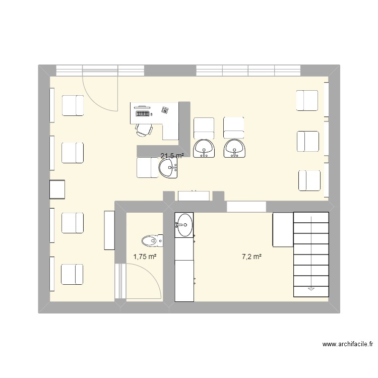 Juste à la pointe. Plan de 3 pièces et 30 m2