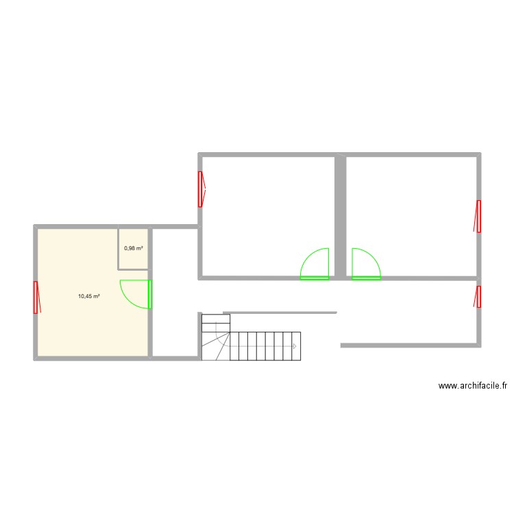 etage 1. Plan de 2 pièces et 11 m2