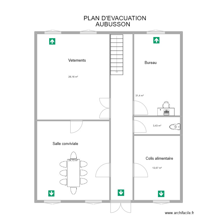 23 AUBUSSON. Plan de 5 pièces et 98 m2