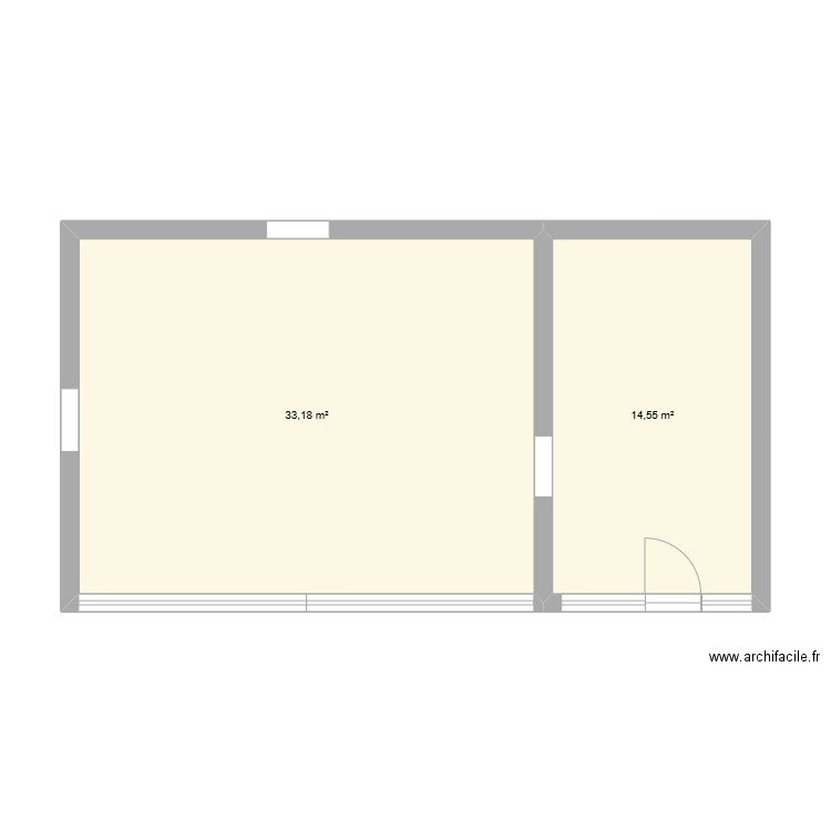 l'osmose magasin. Plan de 2 pièces et 48 m2