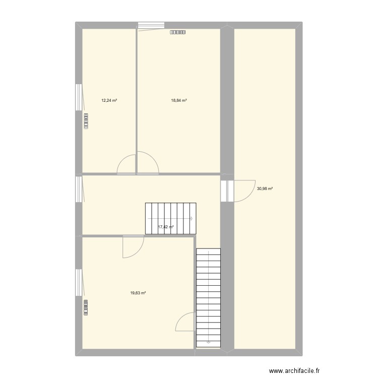 ETAGE. Plan de 5 pièces et 99 m2