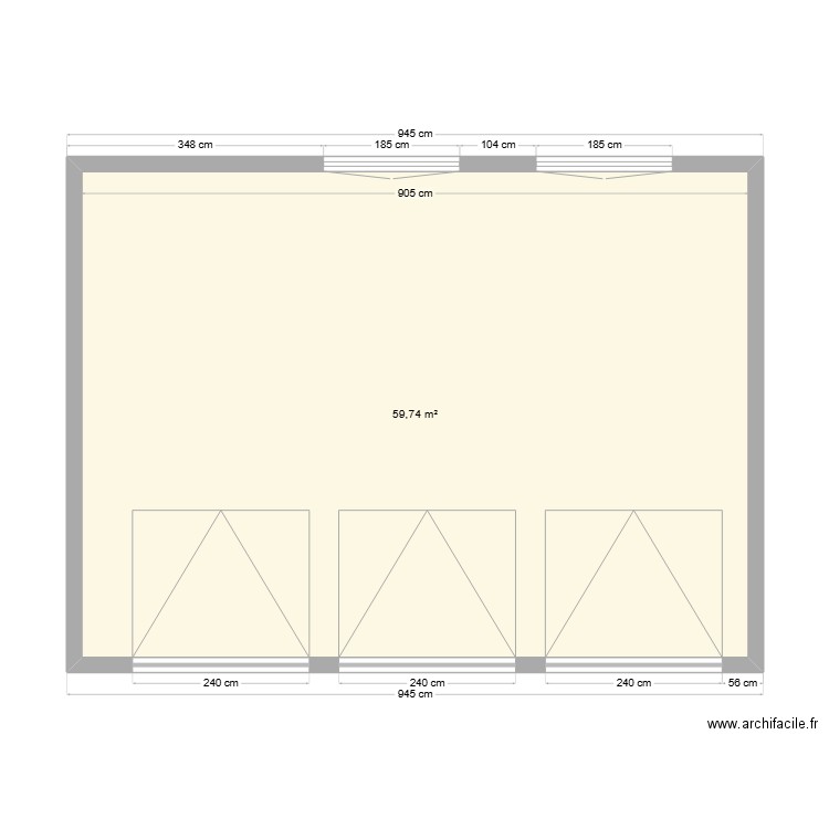 garage1. Plan de 1 pièce et 60 m2