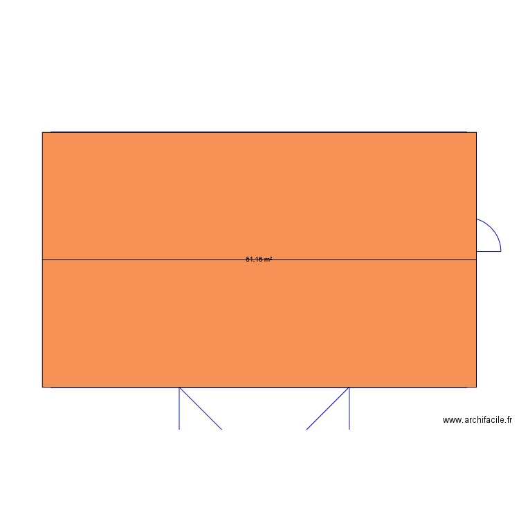 garage. Plan de 1 pièce et 51 m2