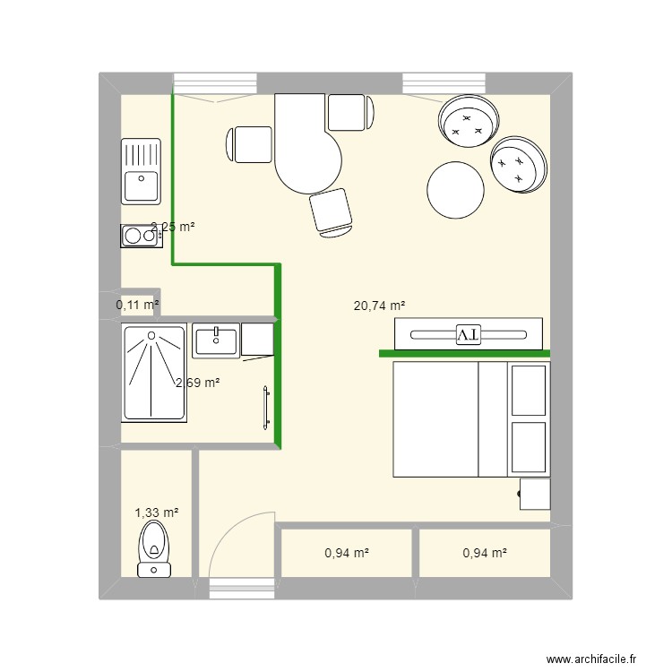 Appart Roanne. Plan de 7 pièces et 29 m2